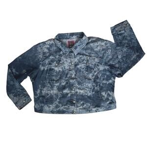 Torrid Tie Dye Blue Denim Jacket Womens Plus Size 3X 22-24 Trucker Casual Hippie